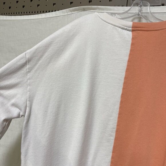 MTV Sweatshirt Medium Spliced Split Retro Crew Neck Pullover Music Floral Peach - Picture 8 of 8